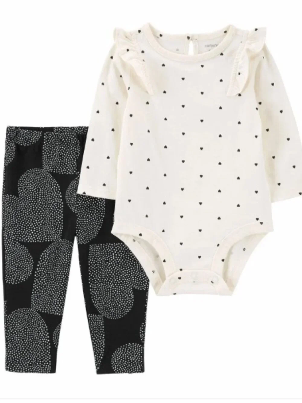 NWT Carter's Baby Girl 2-Piece Bodysuit & Pant Set – Black & white